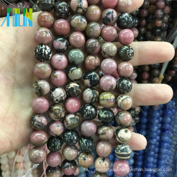 Wholesale 6mm Natural Black Line Rhodonite Loose Gems Stones Jewelry Natural Stones Beads